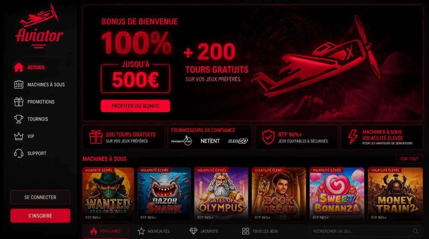 Un bonus de bienvenue avec tours gratuits et machines à sous de fournisseurs réputés