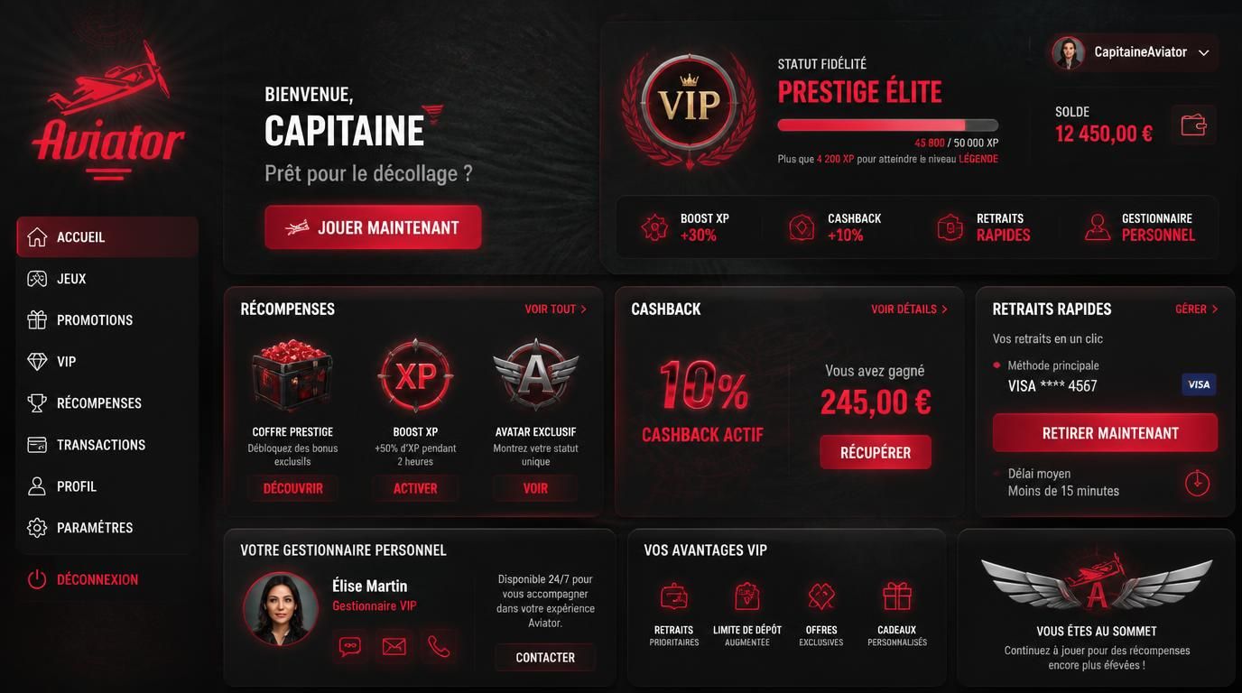 Programme VIP avec avantages, cashback et gestionnaire perso